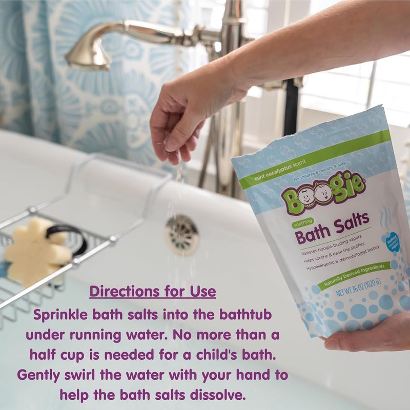 Boogie Kids Soothing Bath Salts, Hypoallergenic, Naturally Derived, Made with Natural Essential Oils, 36oz Eucalyptus (Pack of 1) - Image 3